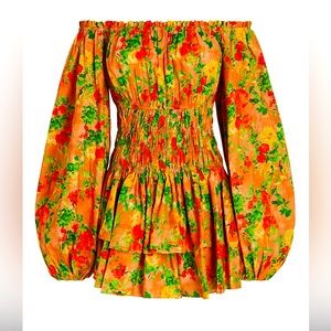 Sage Off-The-Shoulder Floral Mini Dress